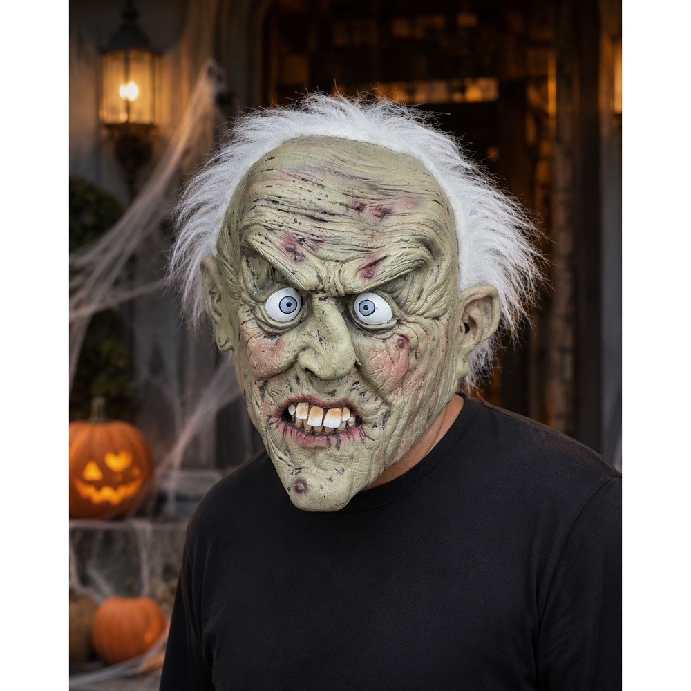PMG Ghastly Geezers Halloween Latex Mask Gray Hair One Size 2006 NWT 14+